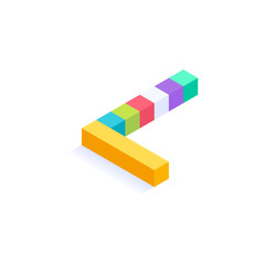 Letter L Isometric colorful cubes 3d design, three-dimensional letter vector illustration isolated on white background