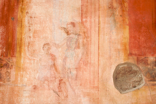 Ancient Fresco Ruins In Pompei Italy