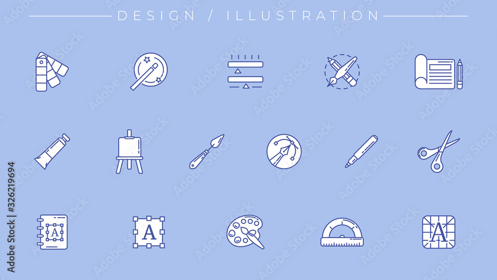 Poster design and illustration concept line style vector icons set