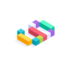 Obraz premium Number 9 Isometric colorful cubes 3d design, three-dimensional letter vector illustration isolated on white background