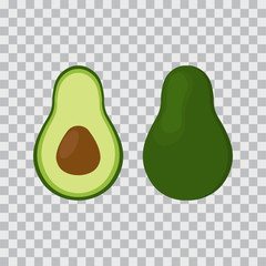 Avocado fruit, cartoon icon, vector illustration.