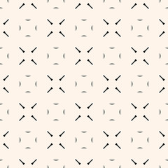 Vector minimalist geometric seamless pattern. Simple monochrome geometrical texture with thin lines, repeat tiles, crosses. Abstract black and white background. Modern minimal design for decor, web