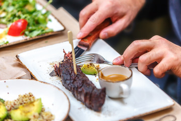 Eating in a restaurant