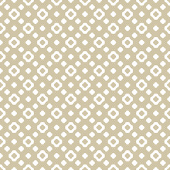 Beige and white vector texture. Cute vintage golden seamless pattern. Abstract geometric background with small floral shapes, rounded crosses, perforated surface. Simple repeated decorative design
