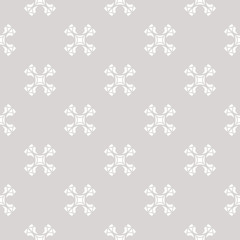 Fototapeta na wymiar Subtle vector seamless pattern with carved crosses. Delicate background in neutral pastel colors, light gray and white. Vintage style minimalist geometric texture. Design for gift paper, decor, cloth