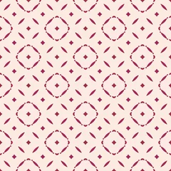 Fotobehang Bordeaux Elegant naadloos patroon met kleine bloemsilhouetten, diamanten, geometrische bladeren. Eenvoudige vector minimale achtergrond. Abstracte Bourgondië en beige textuur. Luxe sieraad. Herhaal decoratief ontwerp