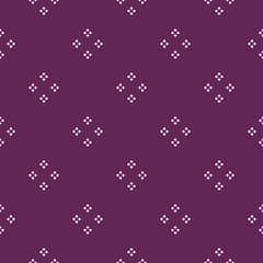 Simple floral texture, vintage geometric pattern with small flower silhouettes, tiny dots, circles. Vector abstract burgundy and beige background. Repeat design for decor, wrapping, wallpapers, cloth