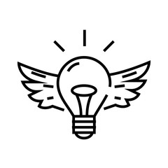 Flying idea line icon, concept sign, outline vector illustration, linear symbol.