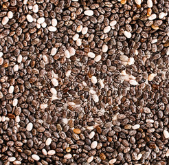 Background of chia seeds. Top view.