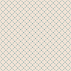 Vector minimalist seamless pattern. Subtle abstract geometric texture with small squares, tiny rhombuses, diamonds, dots, grid. Simple minimal teal and beige background. Elegant repeatable design