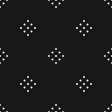 Vector geometric texture with small diamond shapes, tiny rhombuses, squares, dots. Abstract minimalist modern seamless pattern. Simple minimal monochrome background. Subtle dark repeat design