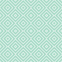Tafelkleed Vector geometrische naadloze patroon met vierkanten, diamanten, ruiten, dunne lijnen, raster. Abstract grafisch ornament in muntkleur. Moderne lineaire achtergrond. Subtiele elegante textuur. Delicaat herhalingsontwerp © Olgastocker