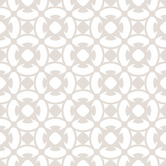 Seamless pattern, floral ornamental background, repeat geometric tiles, curved lines, lattice. Abstract ornament texture in pastel colors, white and beige. Elegant repeat design. - Stock vector