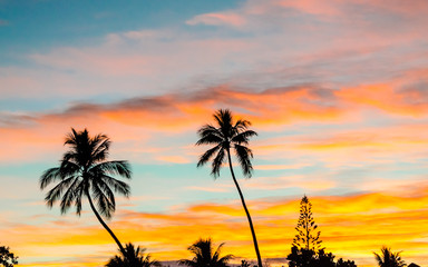 Naklejka na ściany i meble Tropical sunset, French Polynesia