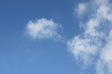 Beautiful white clouds against the background of the blue sky