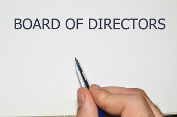 Board of directors word written on white paper