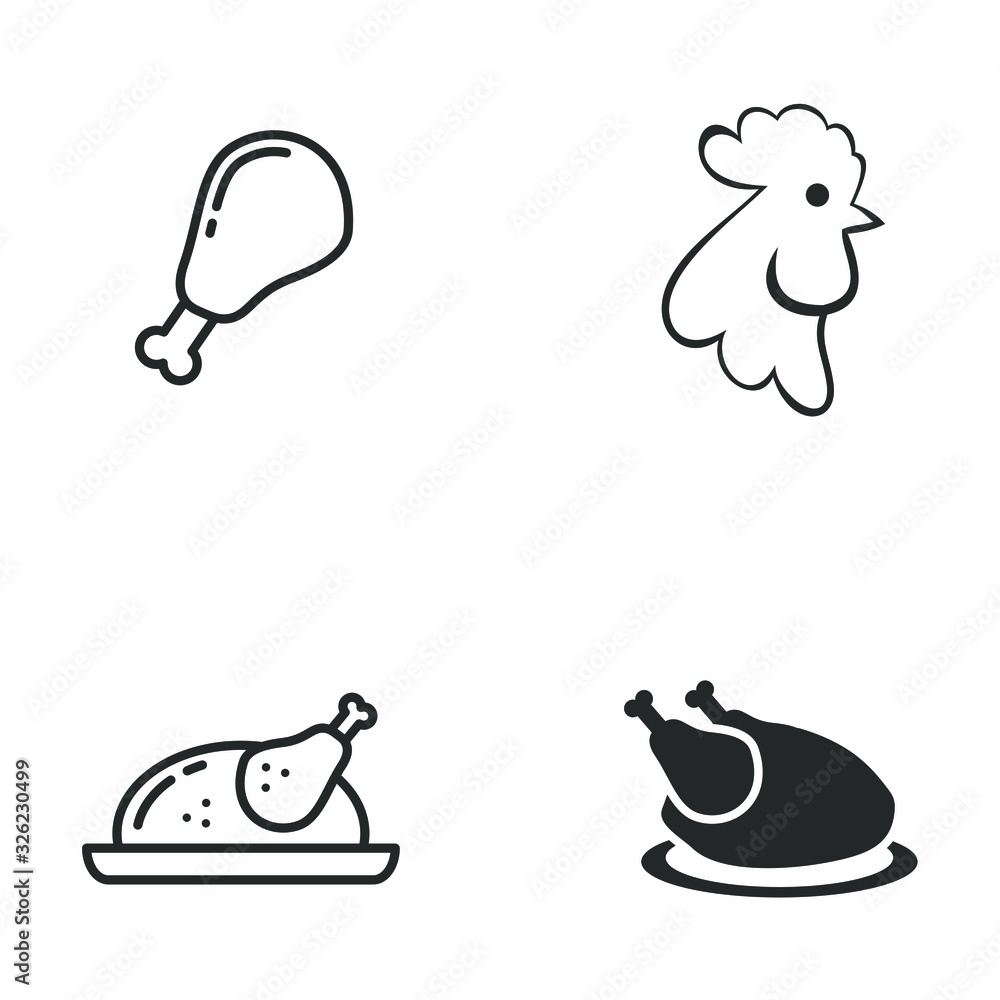 Poster chicken icon template color editable. chicken symbol vector sign isolated on white background illustration for graphic and web design.