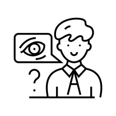 Eyewitness testimony line icon, concept sign, outline vector illustration, linear symbol.