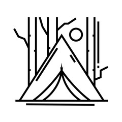 Forest camp line icon, concept sign, outline vector illustration, linear symbol.