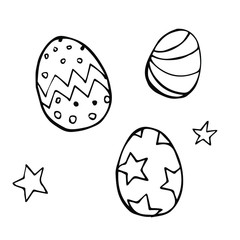 vector set of hand-drawn cartoon Easter eggs isolated on a white background.