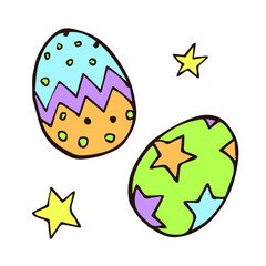 vector set of hand-drawn cartoon Easter eggs isolated on a white background.