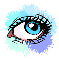 vector graphic hand-drawn female blue eye isolated on a white background. optical, visual element.