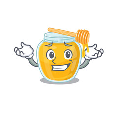 cute Grinning honey mascot in cartoon style