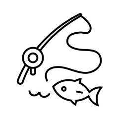 Fishing supplies line icon, concept sign, outline vector illustration, linear symbol.