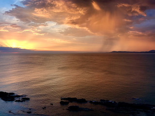 Fototapeta na wymiar Storm at Sunset in Punta Ballena, Punta Del Este, Uruguay