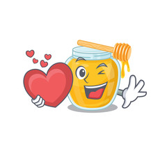 Romantic honey cartoon picture holding a heart
