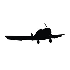 Vintage military air plane silhouette vector