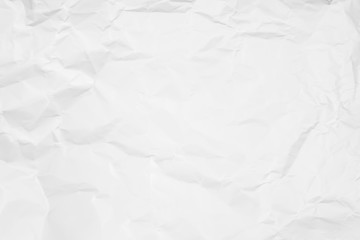 White crumpled paper texture background. Clean white paper. Top view.	