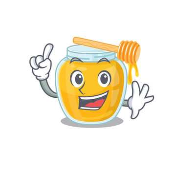 Mascot Cartoon Concept Honey In One Finger Gesture