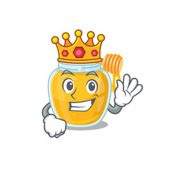 A cartoon mascot design of honey performed as a King on the stage