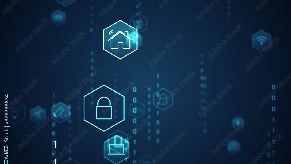 Poster technology internet of things (iot) and networking concept.abstract technology background for intern