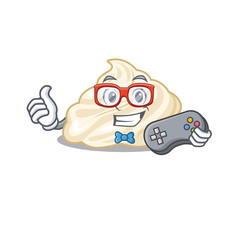 Smiley gamer whipped cream cartoon mascot style