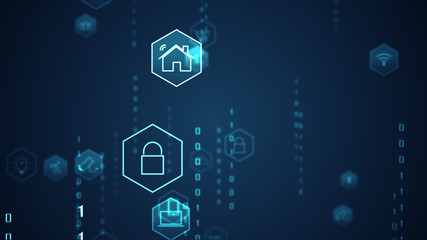 Technology Internet of things (IoT) and networking concept.Abstract technology background for internet of things, communication, network, innovation,  big data on a futuristic blue background.