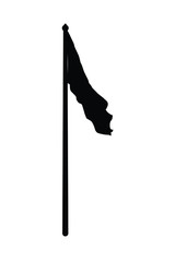 Swaying flag on post silhouette vector