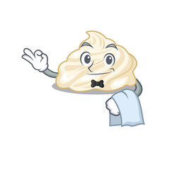 Sweet whipped cream Character working as a Waiter