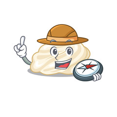 Whipped cream experienced Explorer using a compass