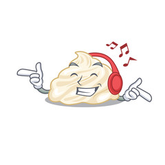 Listening music whipped cream cartoon character concept