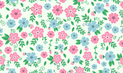 Modern spring flower, with leaf and flower pattern background design.