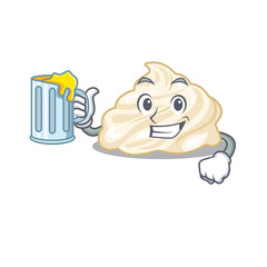 Smiley whipped cream mascot design with a big glass