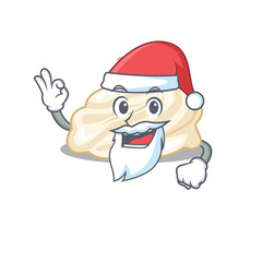 Whipped cream in Santa cartoon character style with ok finger