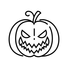 Evil pumpkin line icon, concept sign, outline vector illustration, linear symbol.