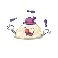 a lively whipped cream cartoon character design playing Juggling