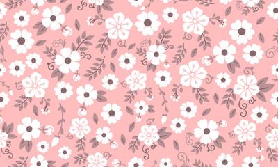 Beautiful flower for spring, with leaf and floral simple pattern background.