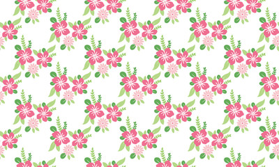 Pink floral pattern background for spring, with elegant leaf and floral design.