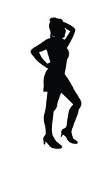 Obraz na płótnie Canvas Sexy girl in dress silhouette
