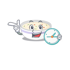cartoon character concept steamed egg having clock